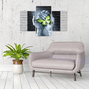 Obraz - Zelený motýľ v stene (90x60 cm)