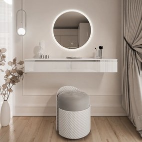 TOALETNÝ STOLÍK NESSIE BIELY LESK + STRIEBORNÝ + ZRKADLO