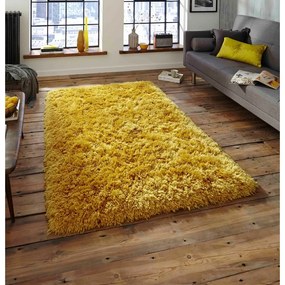 Žltý ručne tuftovaný koberec Think Rugs Polar PL Yellow, 80 × 150 cm