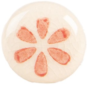 Béžová keramická knopka s oranžovým kvetom - Ø 3*3 cm / S3 cm