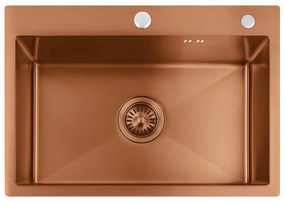 Rea Liam, oceľový kuchynský drez 580x450x185 mm, medená matná, ZLE-06050