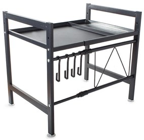 eCarla Stojan na mikrovlnku, polička s nastaviteľnou šírkou 37-65cm, čierny kov