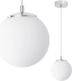Závesné svietidlo Florence, 1x biele sklenené tienidlo, ch
