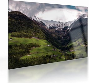 Sklenený obraz - Údolie pod horami (70x50 cm)