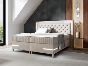 Manželská posteľ 200cm Simak LED (svetlobéžová). Vlastná spoľahlivá doprava až k Vám domov. 1123019