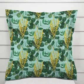 Biante Dekoračná obliečka na vankúš s lemom PML-088 Eukalypty na mätovom 45 x 45 cm