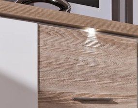 Obývacia stena Caracas Media, dub/biely lesk, s osvetlením