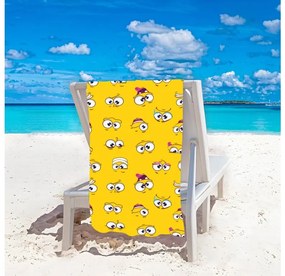 Plážový set SMILE – osuška 100×180 cm a pončo 80×145 cm, žltý