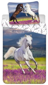 DETSKÉ BAVLNENÉ OBLIEČKY HORSES 140X200 CM, 1KS 70X90 CM VZOROVANÉ