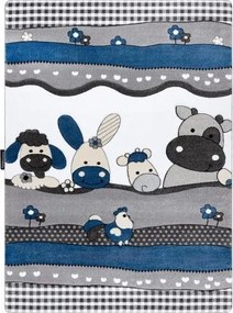 Detský kusový koberec Petit Farm animals blue
