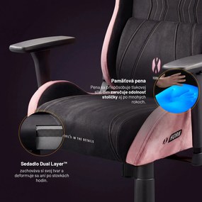 Herné kreslo z textílie Normal Size, čierno-ružové: Diablo X-Horn 2.0 Akira Pink