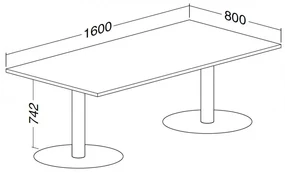 Konferenčný stôl ProOffice 80 x 160 x 74,2 cm, buk