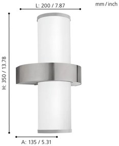 EGLO 86541 - vonkajšie nástenné svietidlo BEVERLY 2xE27/60W strieborná / biela