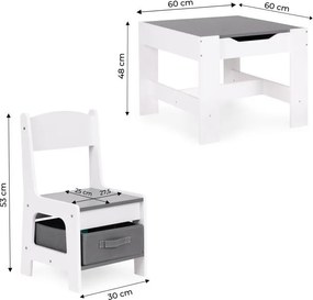 Sada nábytku pre deti stolík + 2 stoličky a kriedová tabuľa