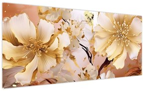 Obraz - Zlaté kvety (120x50 cm)