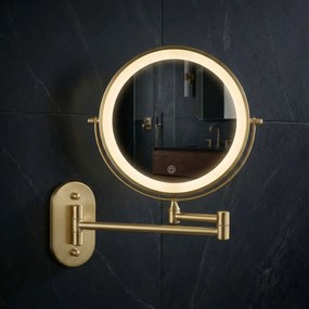 Rea Glow, kozmetické LED zrkadlo nástenné 20 cm, zlatá matná, HOM-70002