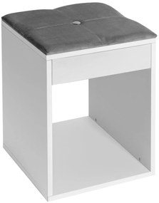 Tutumi, čalúnený puf / stolička 34x34x48 cm, šedá-biela, MEB-09091