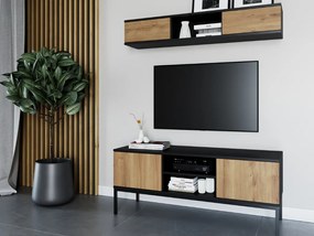TV stolík LANZZI 120x40 cm, čierna/dub artisan