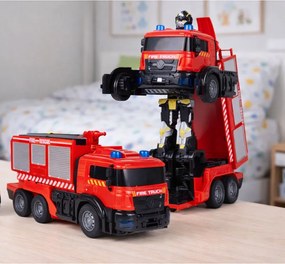LEAN Toys Robot auto hasiči 2v1 diaľkovo ovládané RC svetlá zvuky voda