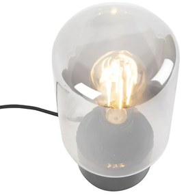 Dizajnová stolná lampa čierna s dymovým sklom - Bliss Cute