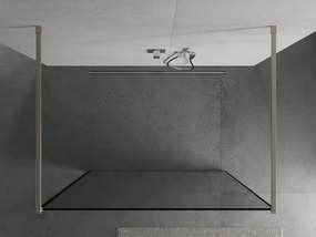 Mexen Kioto, sprchová zástena Walk-In 150 x 200 cm, 8mm sklo čierny vzor, brúsená oceľ profil,  800-150-002-97-70