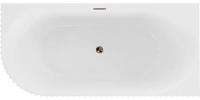 Mexen Gia, voľne stojaca rohová vaňa, drážkovaná, pravá, 170 x 80 cm, biela lesklá, ružové zlato, 52701708000P-60