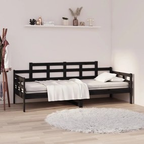 Denná posteľ čierna borovicový masív 90x200 cm