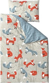 Krepové obliečky do postieľky Renforcé FOXIVA sivé Rozmer obliečky: 45 x 65 cm | 90 x 140 cm