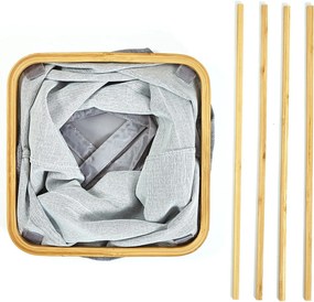 Blumfeldt Kôš na bielizeň hranatý, bambus, pevná bavlna, jednoduchá montáž