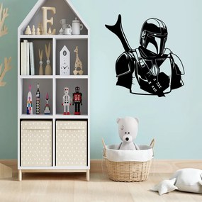Veselá Stena Samolepka Mandalorian Star Wars Farba: černá, Veľkosť: 40 x 38 cm