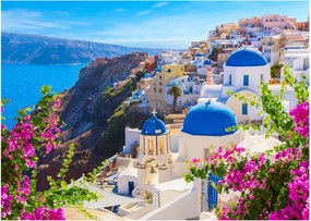 Sklenený obraz - Santorini, Grécko (70x50 cm)