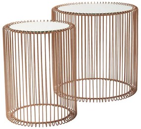 Wire set príručných stolíkov medený Ø44 cm
