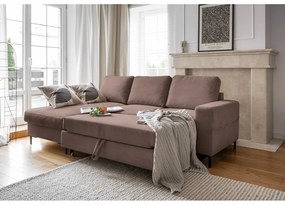 Hnedá menčestrová rozkladacia rohová pohovka (ľavý roh) Lofty Lilly – Miuform