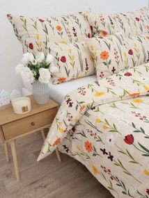 Predĺžené bavlnené obliečky Renforcé - Rozkvitnutá lúka prírodná