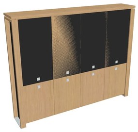 Vysoká skriňa Verno+ S 260 x 46 x 210 cm, kombinované dvere, dub svetlý / čierna