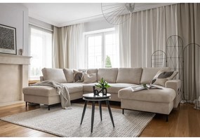 Béžová menčestrová rozkladacia rohová pohovka (ľavý roh) Lofty Lilly – Miuform