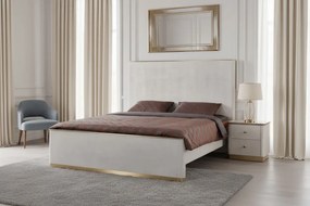 Nočný stolík Stilig ST891 55 cm ekokoža béžovosivý/zlatý