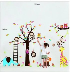Samolepiace dekorácie Rozprávkový strom sovičky, opice
