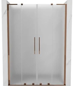 Mexen Velar L Duo, posuvné sprchové dvere do otvoru 160 cm, 8mm sklo námraza, ružové zlato, 871-160-003-32-60