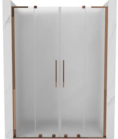 Mexen Velar L Duo, posuvné sprchové dvere do otvoru 160 cm, 8mm sklo námraza, ružové zlato, 871-160-003-32-60
