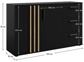 Komoda TOLIS 2D3S, čierna