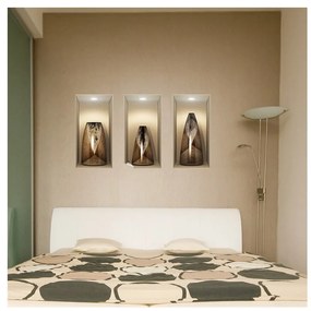 Sada 3 samolepiek s 3D efektom Ambiance Wooden Vases