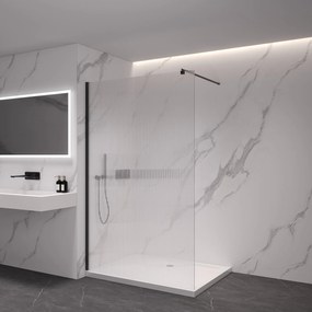 CERANO - Sprchová zástena Walk-in Onyx Ľ/P - guľatá vzpera - čierna matná, ryhované sklo - 160x200 cm, CER-CER-8050BD310