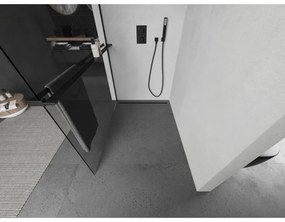 Mexen Kioto, sprchová zástena Walk-In Walk-in 95 x 200 cm, 8mm číre sklo, čierny profil + vešiak na uteráky s poličkou, 800-095-121-70-00