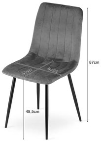 Set dvoch jedálenských stoličiek LAVA zamatové, ružové / čierne nohy (2 ks)