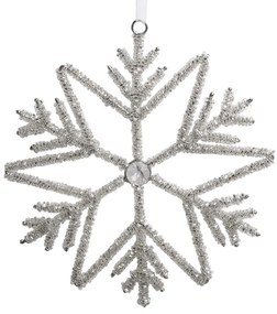 Champagne antik závesná snehová vločka s kamienkami Snowflake - 17 cm