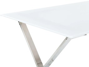 Jedálenský stôl so sklenenou doskou 120 x 70 cm biela/strieborná ATTICA Beliani