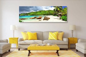 Obraz tropické Seychely - 135x45