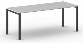 Rokovací kancelársky stôl PRIMO SQUARE, 200x80 cm, čierna podnož, sivá