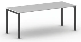 Rokovací kancelársky stôl PRIMO SQUARE, 200x80 cm, čierna podnož, sivá